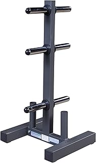 Body-Solid (WT46) 6-Post Olympic Weight Tree & Bar Holder - Durable Plate Rack and Weight Storage Stand for Home Gym - 1000 lb Weight Capacity