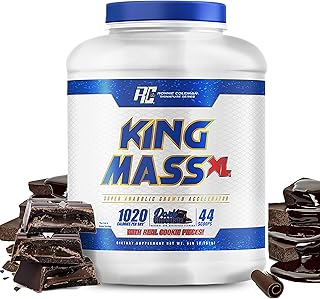 Ronnie Coleman Signature Series King Mass XL Protein Powder, Weight and Muscle Gainer, 60g Protein, 180g Carbohydrates, 1,000+ Calories Per Serving, Creatine and Glutamine, Chocolate, 6 lb