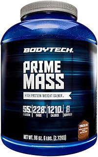 BODYTECH Prime Mass - High-Calorie Mass Gainer - Supports Muscle Growth & Weight Gain - Chocolate (6 lb, 8 Servings)