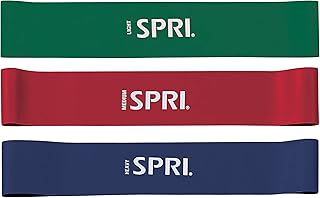 SPRI Mini Loop Bands Kit, Set of 3 - Light, Medium, Heavy Resistance Bands for Lower Body Workouts, Toning Muscles, and Exercise