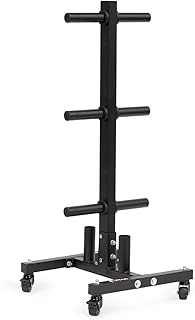Titan Fitness Portable Weight Tree for Olympic Plate and Barbell Storage, Weight Plate Storage with 1,000 LB Capacity, Weight Tree Rack with Locking Wheels, Weight Plate Tree with Barbell Storage