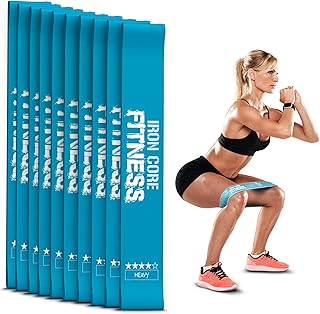 Latex Mini Resistance Bands Sets for Trainers, Bootcamp, Gym for Men and Women in Fun Colors - Ebook, Videos and Workout Chart Included by Iron Core Fitness