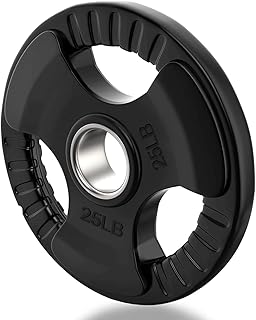 Elevens Bumper Plates Olympic Rubber Weight Plate Set 10/25LB 2-Inch Steel Insert for Olympic Bars for Strength Training, Weightlifting and Crossfit, Single