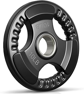 Holleyweb Weight Plates Olympic Rubber Grip Plates 2-Inch Cast Iron Grip Plates Bumper Plates for Strength Training, Weightlifting, Crossfit Weights for Home Gym (A167)