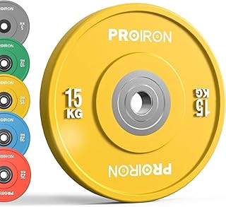 PROIRON Olympic Rubber Bumper Plates,Floor Protective Weight Plates,2" Solid Weight Plates for Barbell Strength Training and Weight Lifting,Less Impact, Absorb Bounce & Shock,5KG(11LB)/10KG(22LB)/15KG(33LB)/20KG(44LB),Single or Pair