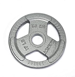 Olympic Weight Plates - Tri Grip Cast Iron Weights with 2 Inch Holes Paint Barbell Dumbbell Range of Weights Sizes Silver (2.5kg)