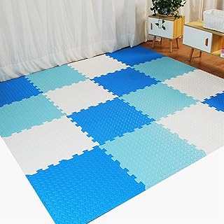 Interlocking Soft Foam Floor Mats EVA Puzzle Rubber Tiles Protective Flooring Comfy Gym Flooring Mat Exercise Mats for Pilates Garage Treadmill Kids Playroom (Color : #4 Size : 6PCS) (#3 16PCS)