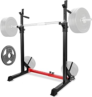 Yes4All Squat Rack for Home Gym, Adjustable Barbell Stand Rack, Multi-Function Weight Lifting, Dip Bar Station, Bench Press Rack Stand, Weight Plate Storage - Capacity Up to 600LBS
