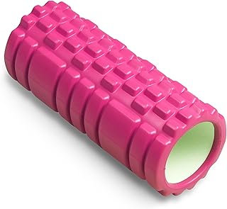 DRUNA Foam Roller for Muscle Massage, Pilates & Yoga 13"x5.5" Medium Firm PVC Foam Roller for Deep Tissue Massage, Recovery & Flexibility (Pink)