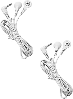 2 Packs Durable TENS Lead Wires 3.5mm Plug TENS to 3.5mm Snap Electrode Wires for TENS Unit, VOVOU Standard Electrodes Lead Wires for TENS EMS Massager Electric Muscle Stimulator