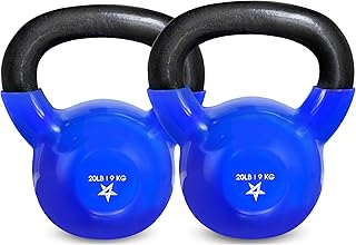 Yes4All Kettlebell, 5-100 LB Vinyl Coated Cast Iron Strength Training Kettlebells for Home Gym Exercises, Fitness, Full Body Workout Equipment, Push Ups, and Grip Strength