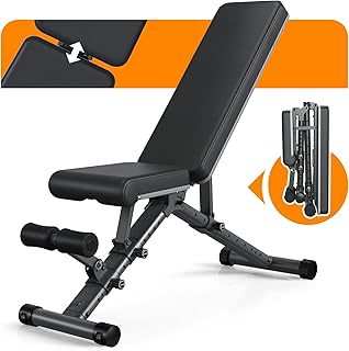 Foldable Weight Bench - Adjustable Bench for Full Body Workout, Fully Upright Backrest Design, Multi-Purpose Incline Decline Bench - 2025 Version Black