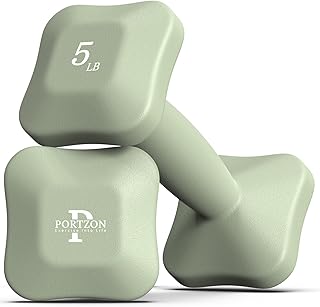 Portzon SafeGrip Dumbbells: Ergonomic, Neoprene-Coated with Anti-Slip Handles, Perfect for Home Workouts and Personal Training, Set of Two.
