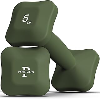 Portzon SafeGrip Dumbbells: Ergonomic, Neoprene-Coated with Anti-Slip Handles, Perfect for Home Workouts and Personal Training, Set of Two.
