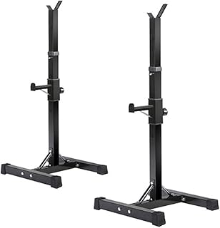 Adjustable Squat Rack Stand Barbell Rack Dip Bar Station Press Bench Rack Equipment 660LBS Max Load Multifunction Weight Lifting for Home Gym