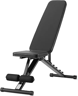 Amazon Basics Adjustable Workout Weight Bench Press, Foldable for Home Gym, Black