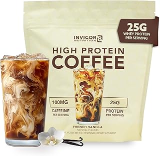 High Protein Coffee Powder 25 Grams Whey Isolate100mg Natural Green Tea Caffeine | 0 Added Sugar Keto Gluten Free 99.9% Lactose Free | Hot or Iced15 Serving 15 Servings (17 OZ, French Vanilla)