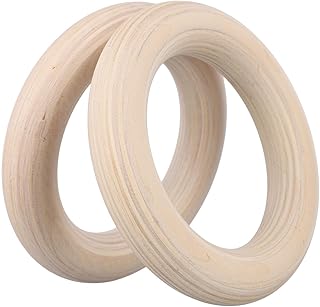 Wooden Gymnastic Rings,Adjustable Straps Door Anchor Foot Straps For Bodyweight Fitness(28mm 15cM)