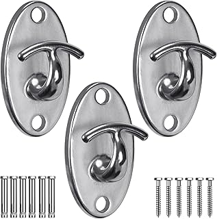 SELEWARE 3 Pack Heavy Duty Stainless Steel Wall Anchors for Resistance Bands – 2000 lbs Load Capacity, Space-Saving Home Gym & Physical Therapy Mounts for Strength Training & Body Weight Straps