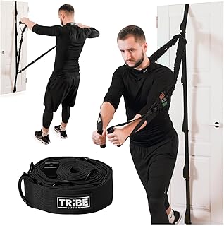 Tribe Lifting Adjustable Resistance Band Anchor - Door Anchor with 5 Loops & Metal Rings, Durable Nylon Strap for Full-Body Workouts