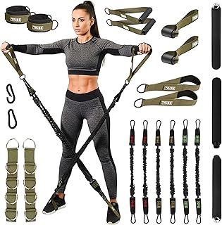 Tube Resistance Bands for Working Out Men and Women - Exercise Bands Resistance Bands Set, Resistance Band Bar, Handles, Ankle Straps, Foot Straps and Door Anchor