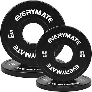 EVERYMATE Black Change Weight Plates 1.25LB 2.5LB 5LB Set Fractional Olympic Bumper Plates for Cross Training Steel Insert Strength Training