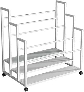 Yogas Mat Storage Rack Basket, Workout Supplies Storage Rack With Wheels, Dumbbell Kettlebells Resistance Bands Organizer Holder For Home Gym(White,100x85x110cm)