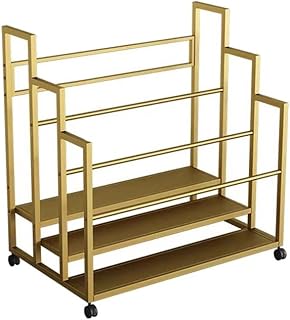 Yogas Mat Storage Rack Basket, Workout Supplies Storage Rack With Wheels, Dumbbell Kettlebells Resistance Bands Organizer Holder For Home Gym(Gold,100x43x80cm)