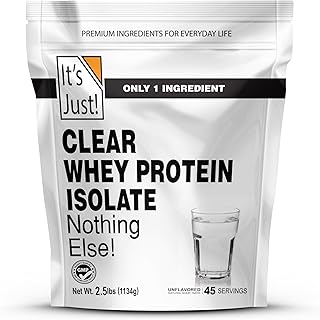 It's Just! - Clear Whey Isolate, WPI-90, Zero Carbs, Protein Powder, No Added Flavors, Heavy Metal Tested, Gluten Free, Non-GMO (2.5 Pound (Pack of 1), Unflavored)