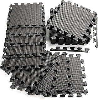 20 Sq Ft Gym Floor Mats (20 Tiles) – High-Density EVA Interlocking Foam Floor Tiles – Puzzle Exercise Mat for Home Gym, Workout Equipment, Weightlifting, Kids Play Area