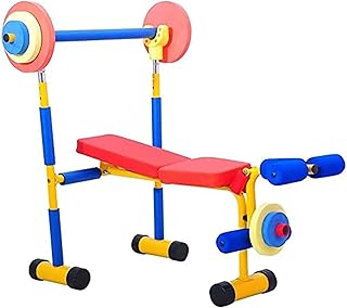 Kids Weight Bench Set Fitness Exercise Equipment, Beginners Children Toddler Indoor Outdoor Sport With Leg Press And Barbell Suitable For 3 To 8 Years Old Kids