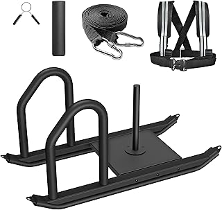 Weight Sled for Training, Heavy Duty 500 LBS Pull Push Sled for Outdoor, Indoor, Football, Durable Steel Weighted Sled, Compatible with 1" & 2" Weight Plate, Frame with Adjustable Reflective Stripe Vest