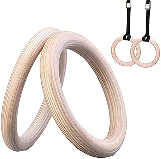 2Pcs Gymnastic Rings Non-Slip Gymnastics Rings, Pull Up Workout Rings, Wood Gymnastics Ring GYM Ring for Adult Home Gym Exercise, Training(25mm 19cm)