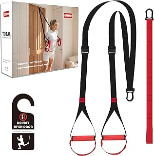 Suspension Straps Trainer for Home Gym – Integrated Door Anchor for 1-Second Setup, All in One Bodyweight Resistance Straps for Indoor & Outdoor Fitness Training System