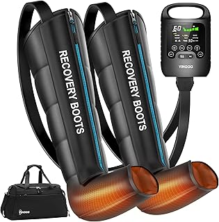 YINGGG Upgraded Leg Compression Recovery System, Cordless Professional Full Leg Compression Massager Boots with Heat, Pro Sequential Compression Device for Circulation Warm-up and Fast Recovery-Large
