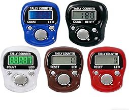 6-Pack Digital Tally Finger Counter with Led, Colorful Tasbeeh Tasbih 5-Digits Counter Clickers with Led Light, Carry Ring, Individual Hard Case for Muslims Pray Knitting Track Golf Lap