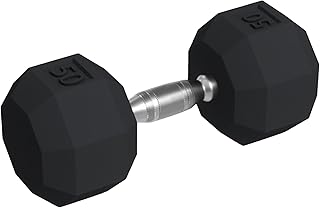 Hex Dumbbells, 30-50 lbs Rubber Encased Cast Iron Hex Dumbbell with Non-Slip Metal Handles for Home Gym Strength Training(50 Pounds)