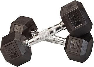 Hex Dumbbell Set, 5-50 lb Rubber Encased Hex Dumbbells, Home Gym Cast Iron Hex Dumbbells Unisex for Muscle and Strength Training(10 LB Pair)