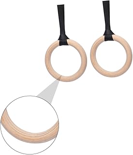 Wooden Gymnastic Rings Adjustable Fitness Equipment Strength Training Supplies 1 Pair of Exercise Rings for Indoor and Outdoor Use for Gymnastics and Strength Training