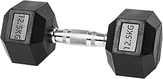 Hex Dumbbell, 5-40 kg Single Rubber Coated Cast Iron Hex Dumbbell with Metal Handles, Home Gym Dumbbells for Strength Training and Muscle Workout(12.5kg)
