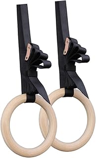 Wood Gymnastics Rings Adjustable Fitness Rings for Strength Training Versatile Exercise Equipment for Pull Ups Dips and Full Body Workouts Includes Heavy Duty Straps