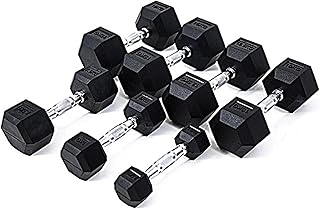 Hex Dumbbells Pairs, 1 kg-10 kg Rubber Coated Hex Dumbbell Weight with Ergonomic Knurled Handle for Men and Women at Home & Gym(1 kg x 2)