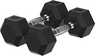 Hex Dumbbells Set 1kg-50kg, Rubber Encased Hex Dumbbell Set of 2 for Home Gym Workouts with Ergonomic Knurled Handle for Men and Women Strength Training(8 kg Pair)