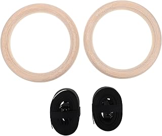 Yardwe Wooden Gymnastics Rings with Adjustable Straps for Home Gym Durable Fitness Equipment for Strength Training Calisthenics and Indoor Workouts Versatile Exercise