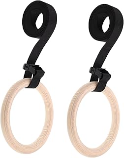 Toyvian Wooden Gymnastic Rings with Adjustable Straps for Indoor Strength Training Durable Bodyweight Exercise Equipment for Home Workouts Portable Workout Gear for Pull Ups and Dips