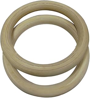 Toyvian Wooden Gymnastic Rings Woven Straps Adjustable Exercise Rings for Bodyweight Training for Home and Outdoor Workouts 28mm Diameter