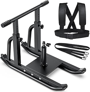 Weight Sled, Heavy-Duty Push Pull Sled, Adjustable Height Handle, Workout Fitness Sled for Training- Running Speed, Agility, Soccer, Football, Strength, Crossfit- Suitable for 1" & 2" Plates
