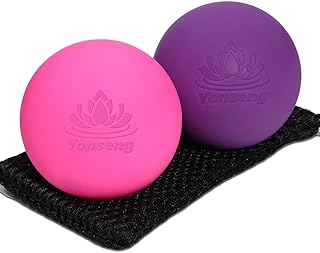 Physical Yoga Balls Massage Lacrosse Balls for Myofascial Release, Trigger Point Therapy, Muscle Soreness Deep Tissue Massage Balls Physical Therapy Equipment(2 Pack,Neon Pink and Purple)