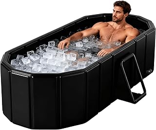 Portable Bathtub for Adult 59" Large Collapsible Cold Plunge Bathtub Foldable No Installation Ice Bath Tub for Shower Stall, Bathroom Hot SPA Soaking Standing Tub