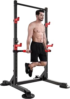 Power Tower Dip Station, Multi-Function Pull Up Bar Station with Adjustable Height and Thickened Stable Base for Home Gym Strength Training, Weight Capacity 440 lbs